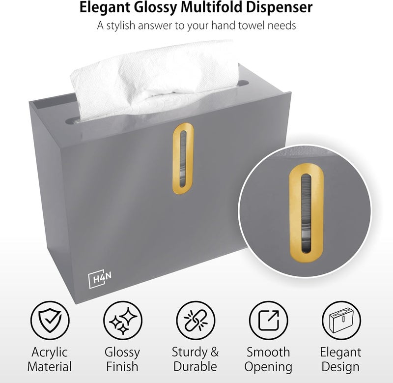 H4N Multifold Hand Paper Towel Dispenser Countertop, Compact Design, Single Sheet Dispensing for Home and Commercial Use, Gray - Image 4